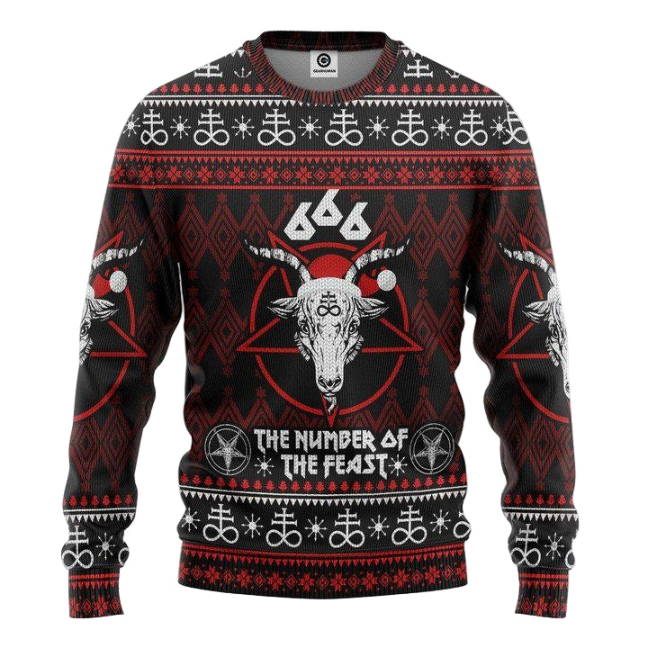 666 The Number Of The Feast Ugly Christmas Sweater Custom Sweater Apparel ? Usalast