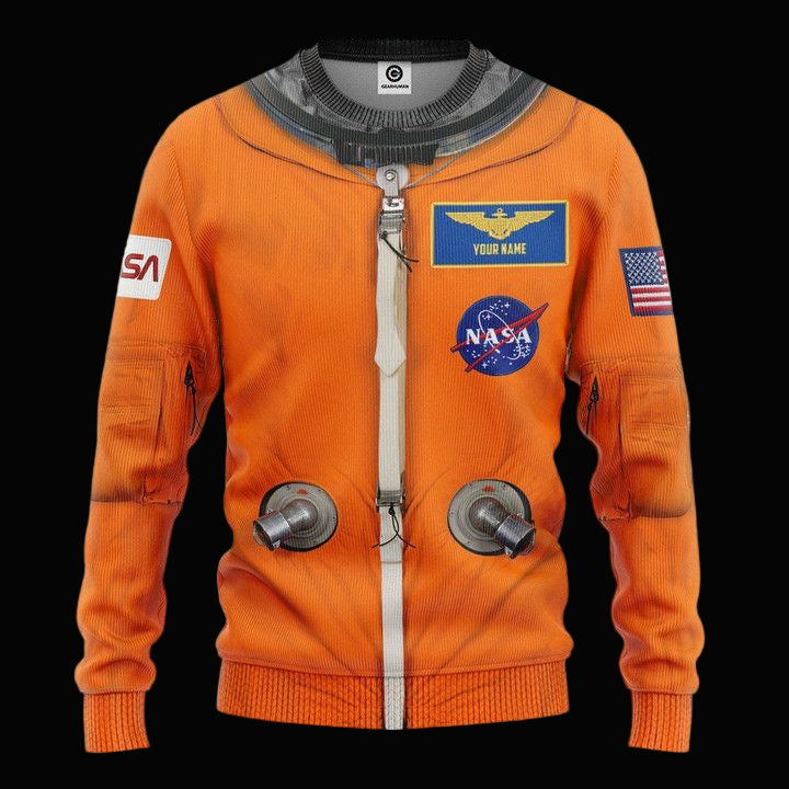 Nasa Orange Space Suit Custom Name Sweater Apparel ? Usalast