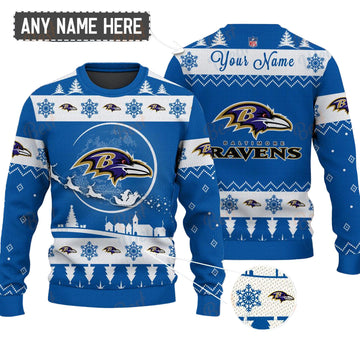 Baltimore Ravens NFL Ugly Christmas Sweater - Name Customized