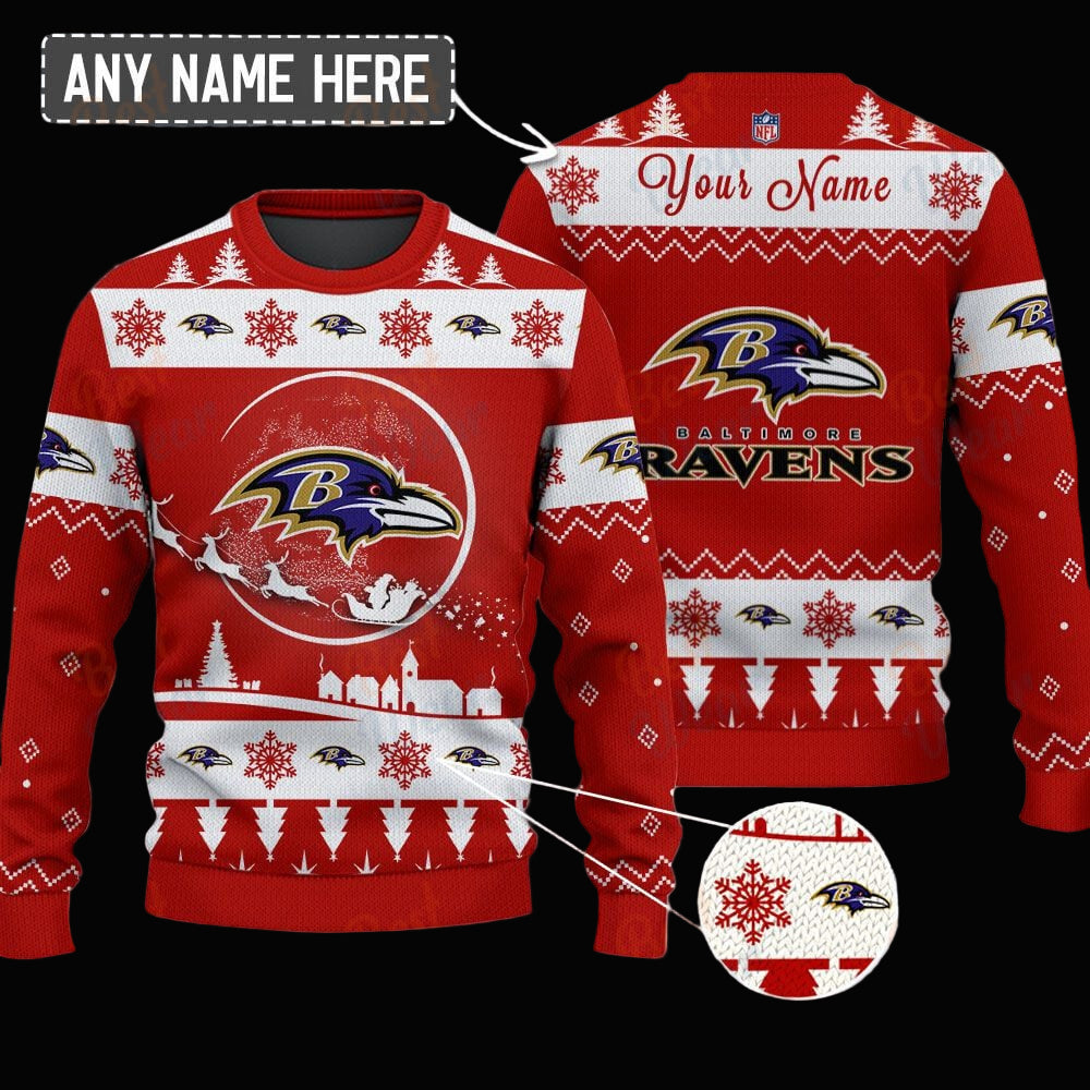 Baltimore Ravens NFL Ugly Christmas Sweater - Name Customized