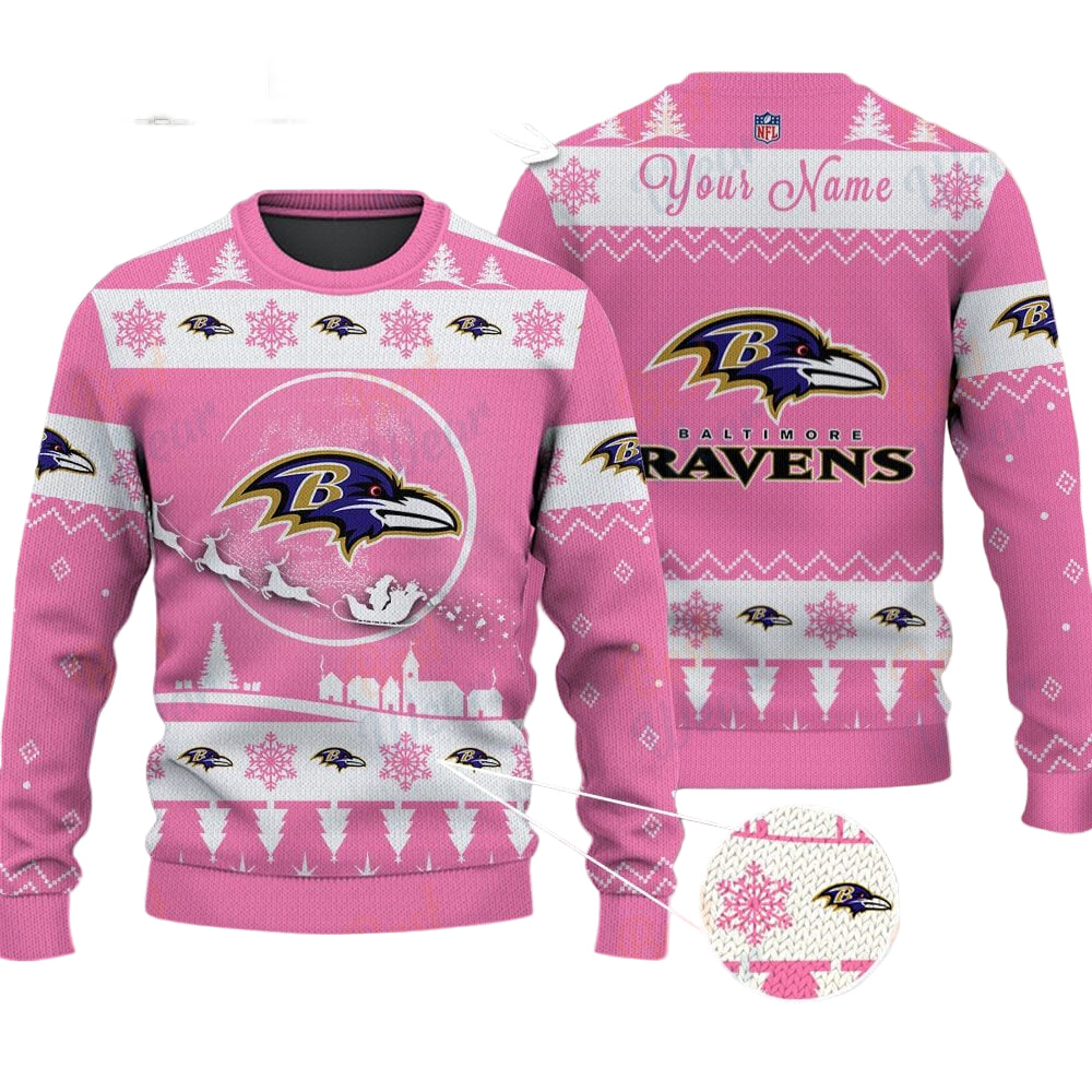 Baltimore Ravens NFL Ugly Christmas Sweater - Name Customized
