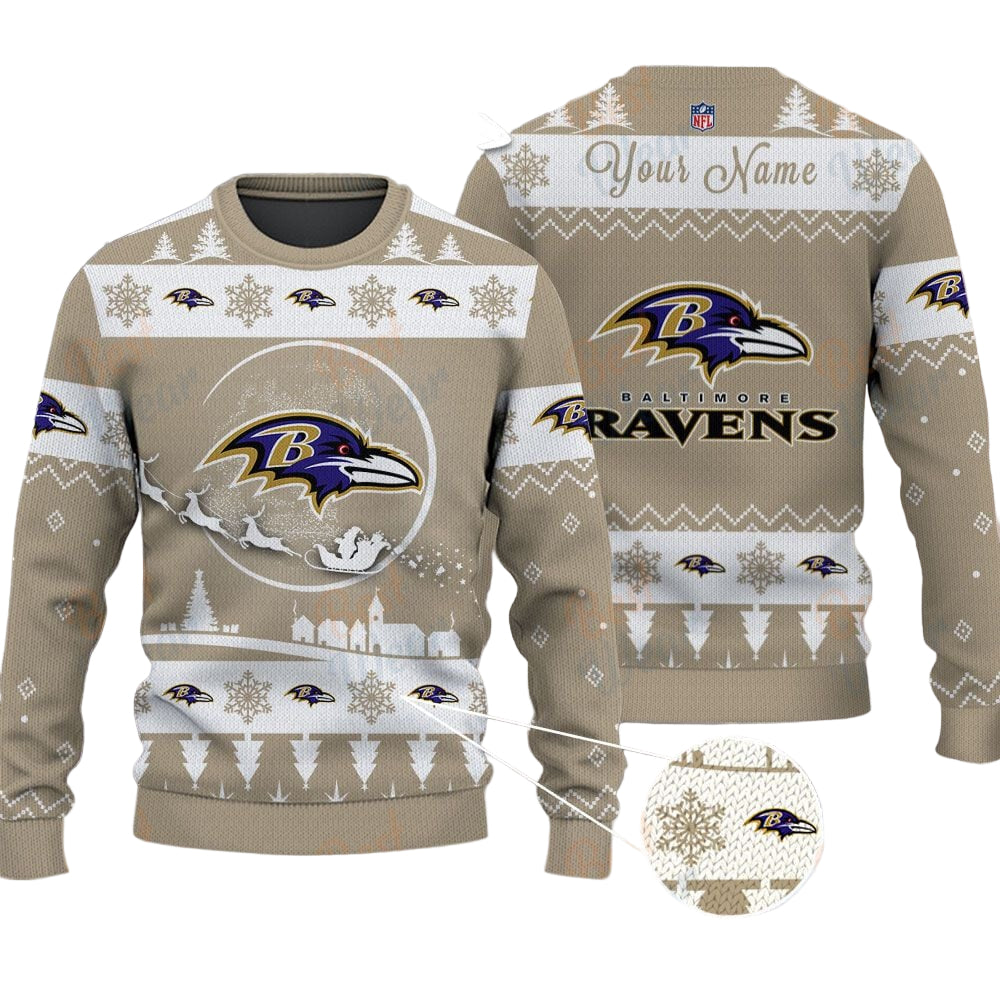 Baltimore Ravens NFL Ugly Christmas Sweater - Name Customized