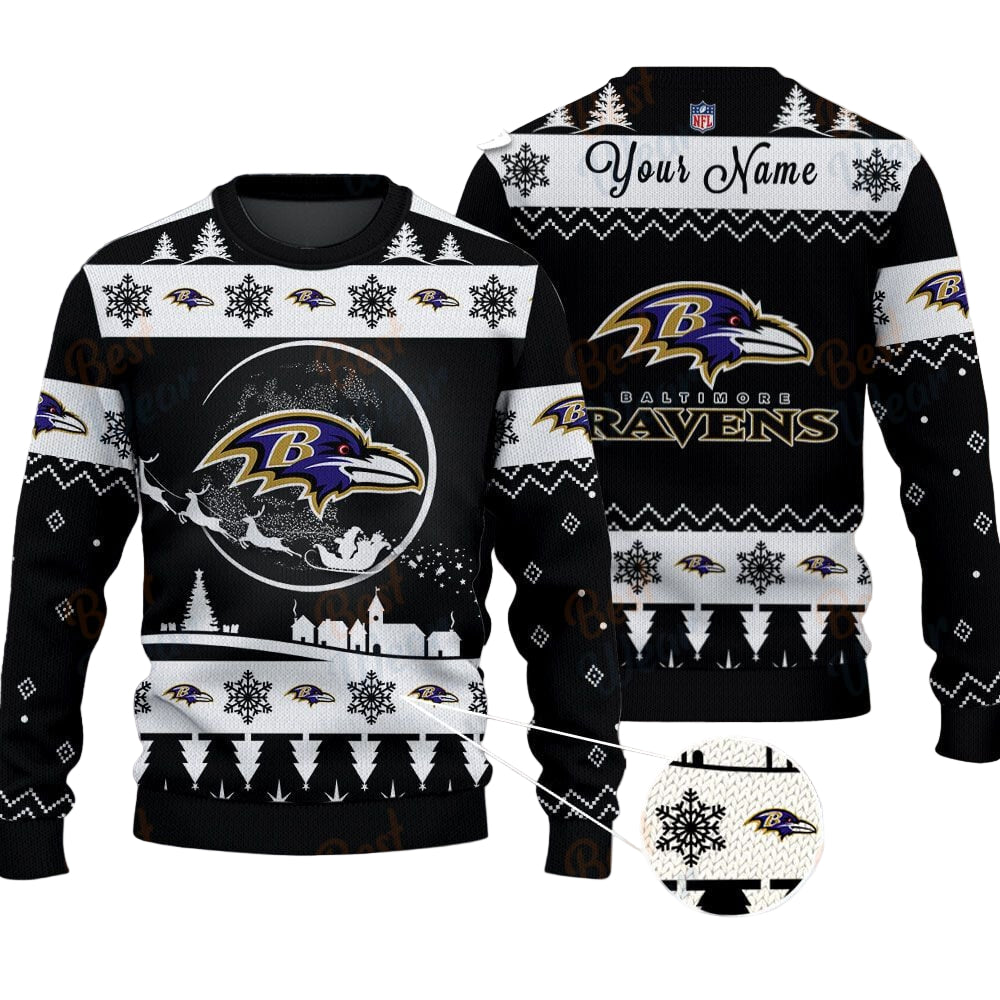 Baltimore Ravens NFL Ugly Christmas Sweater - Name Customized