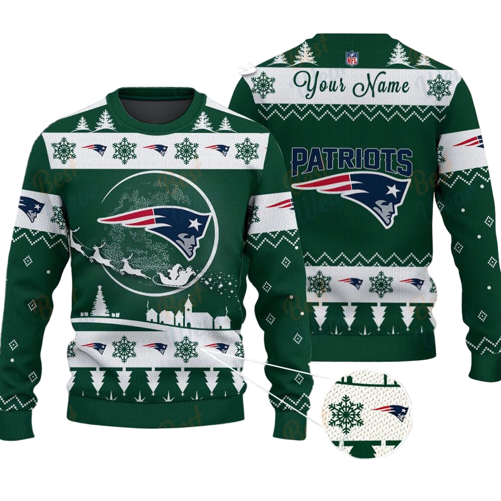 New England Patriots NFL Ugly Christmas Sweater - Name Customized
