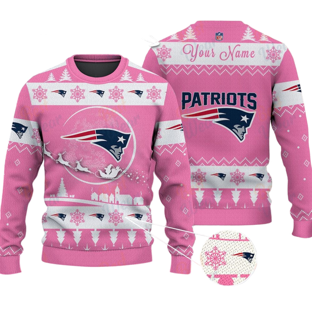 New England Patriots NFL Ugly Christmas Sweater - Name Customized
