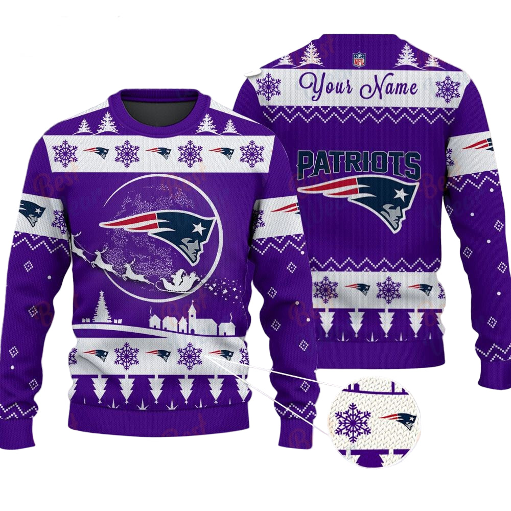 New England Patriots NFL Ugly Christmas Sweater - Name Customized
