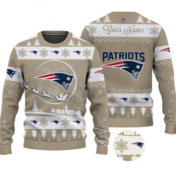 New England Patriots NFL Ugly Christmas Sweater - Name Customized