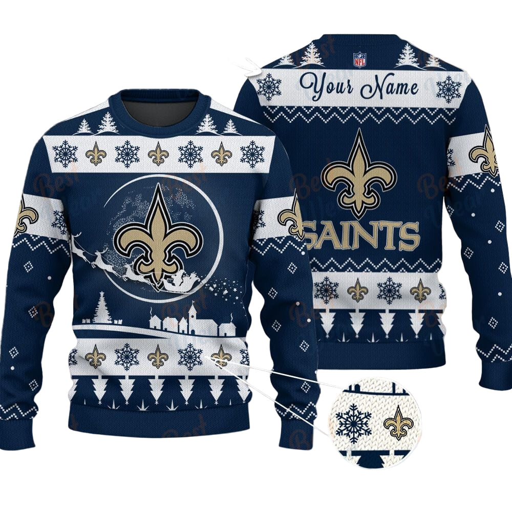 New Orleans Saints NFL Ugly Christmas Sweater - Name Customized