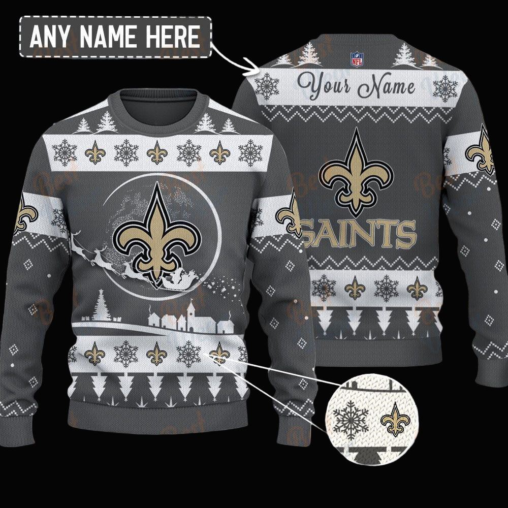 New Orleans Saints NFL Ugly Christmas Sweater - Name Customized