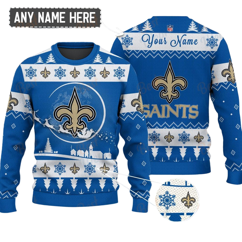 New Orleans Saints NFL Ugly Christmas Sweater - Name Customized