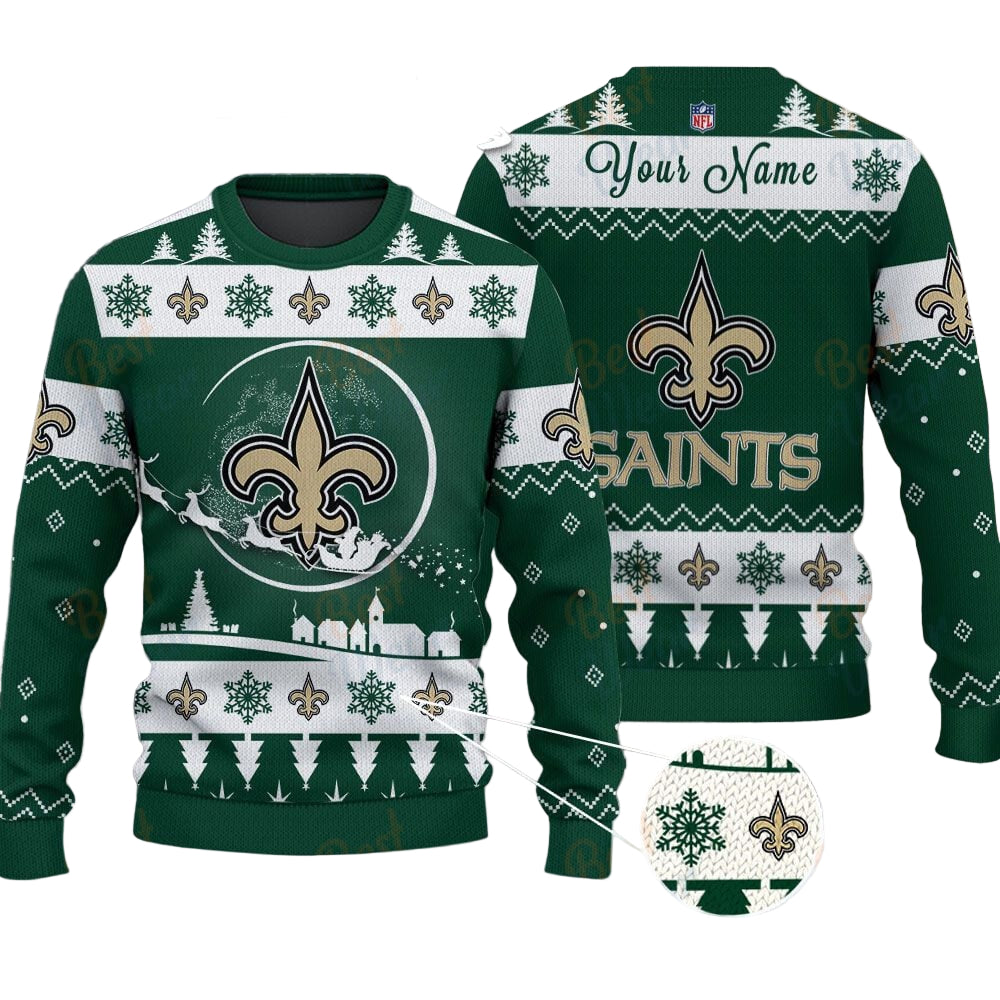 New Orleans Saints NFL Ugly Christmas Sweater - Name Customized