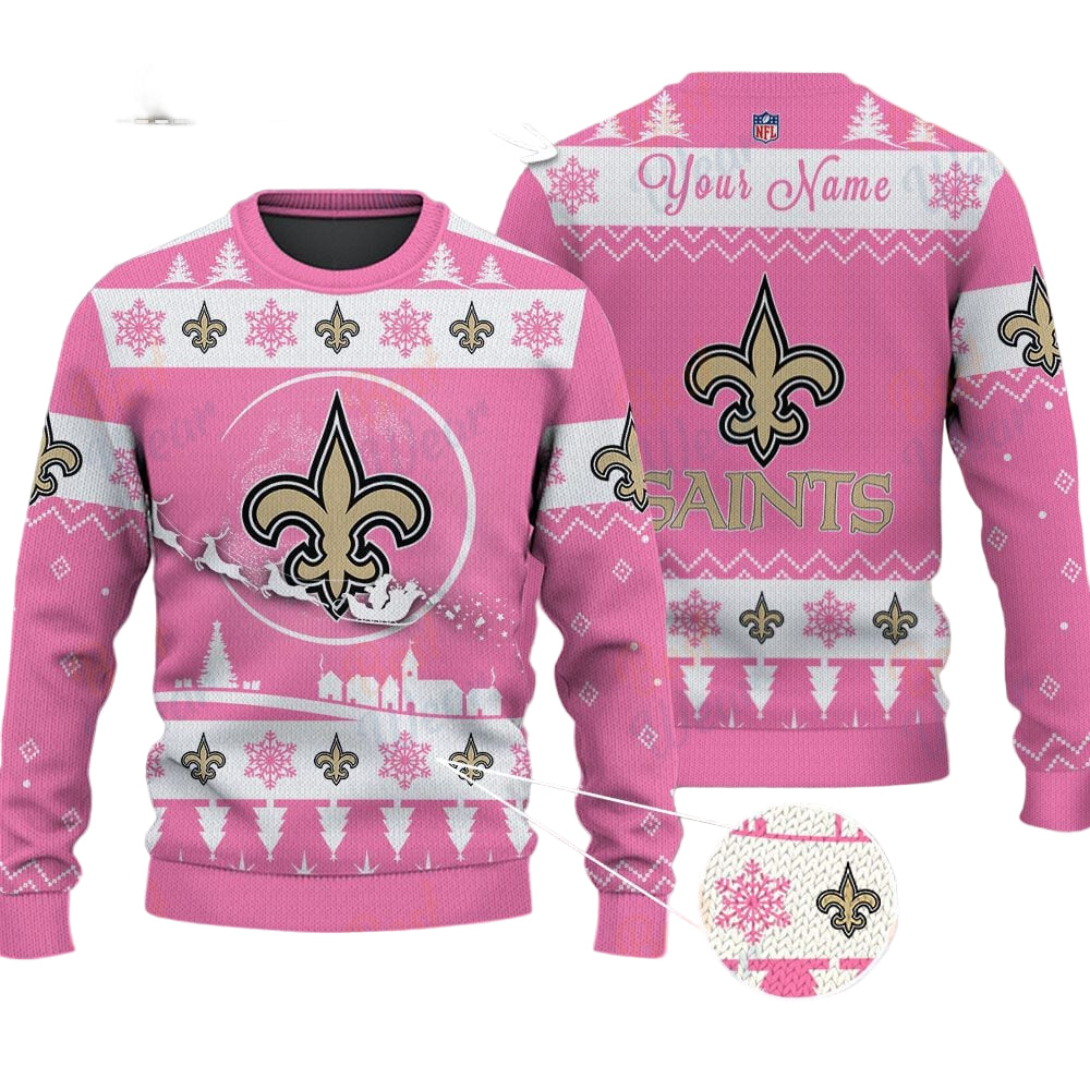 New Orleans Saints NFL Ugly Christmas Sweater - Name Customized