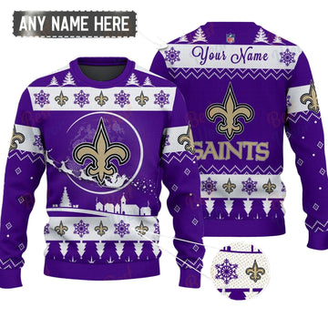 New Orleans Saints NFL Ugly Christmas Sweater - Name Customized