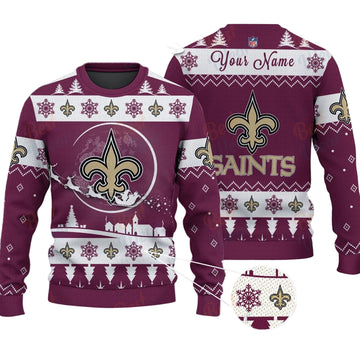 New Orleans Saints NFL Ugly Christmas Sweater - Name Customized