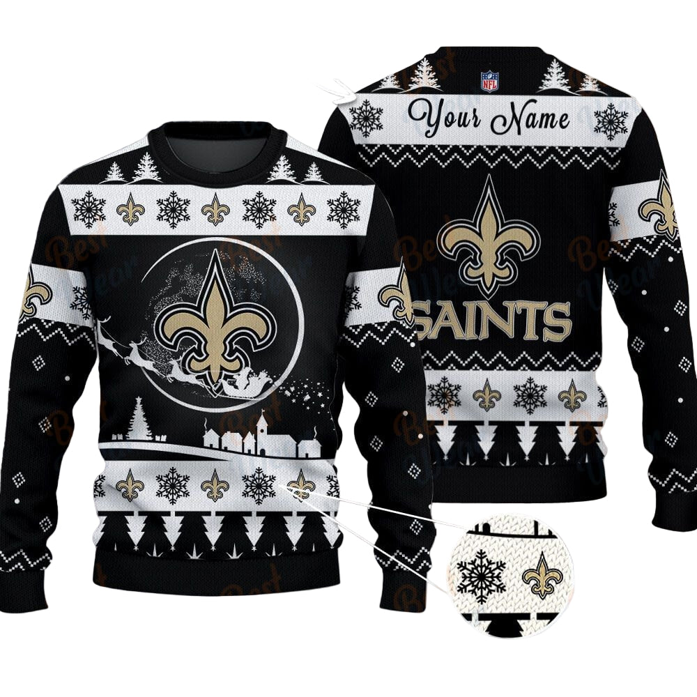 New Orleans Saints NFL Ugly Christmas Sweater - Name Customized