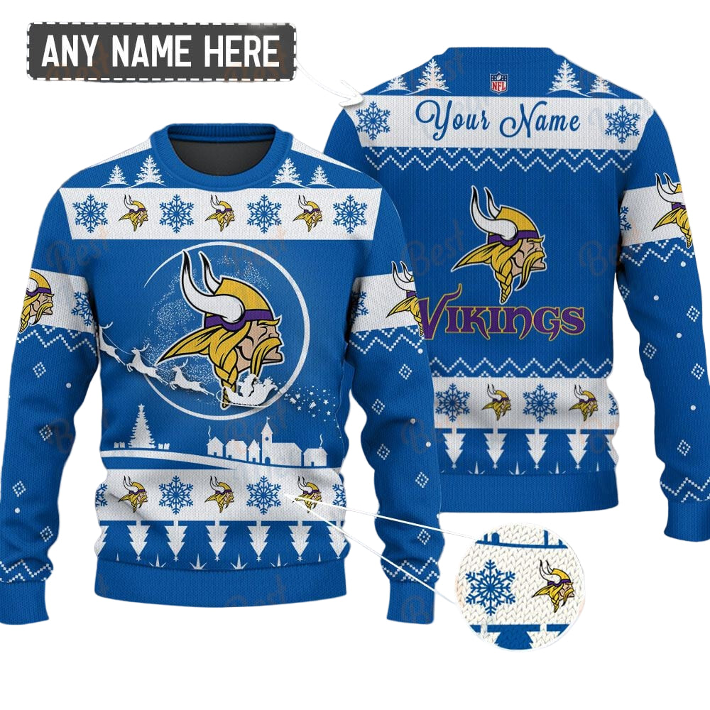 Minnesota Vikings NFL Ugly Christmas Sweater - Name Customized