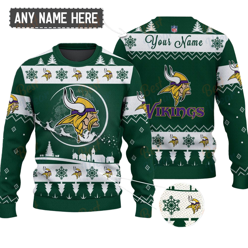 Minnesota Vikings NFL Ugly Christmas Sweater - Name Customized