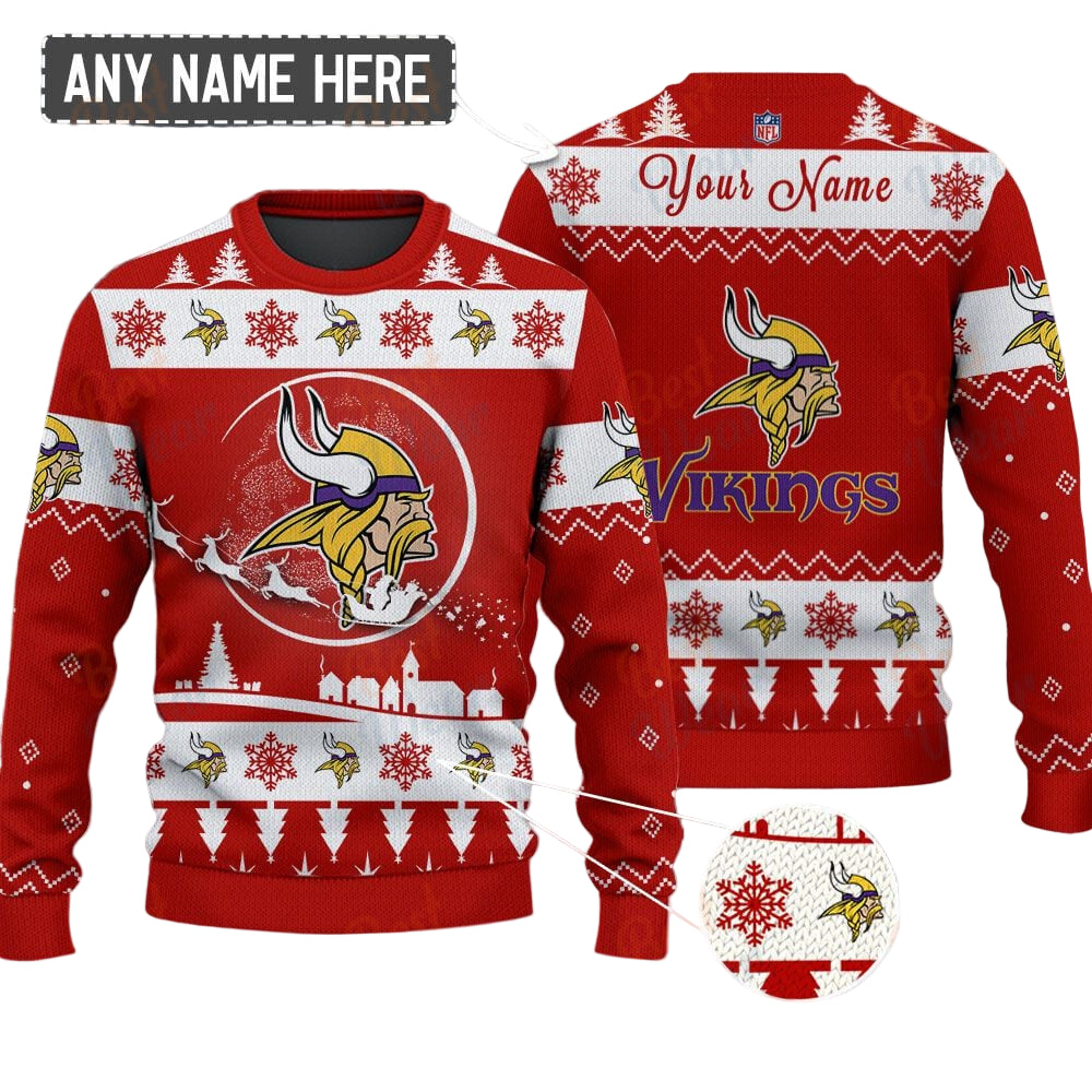Minnesota Vikings NFL Ugly Christmas Sweater - Name Customized