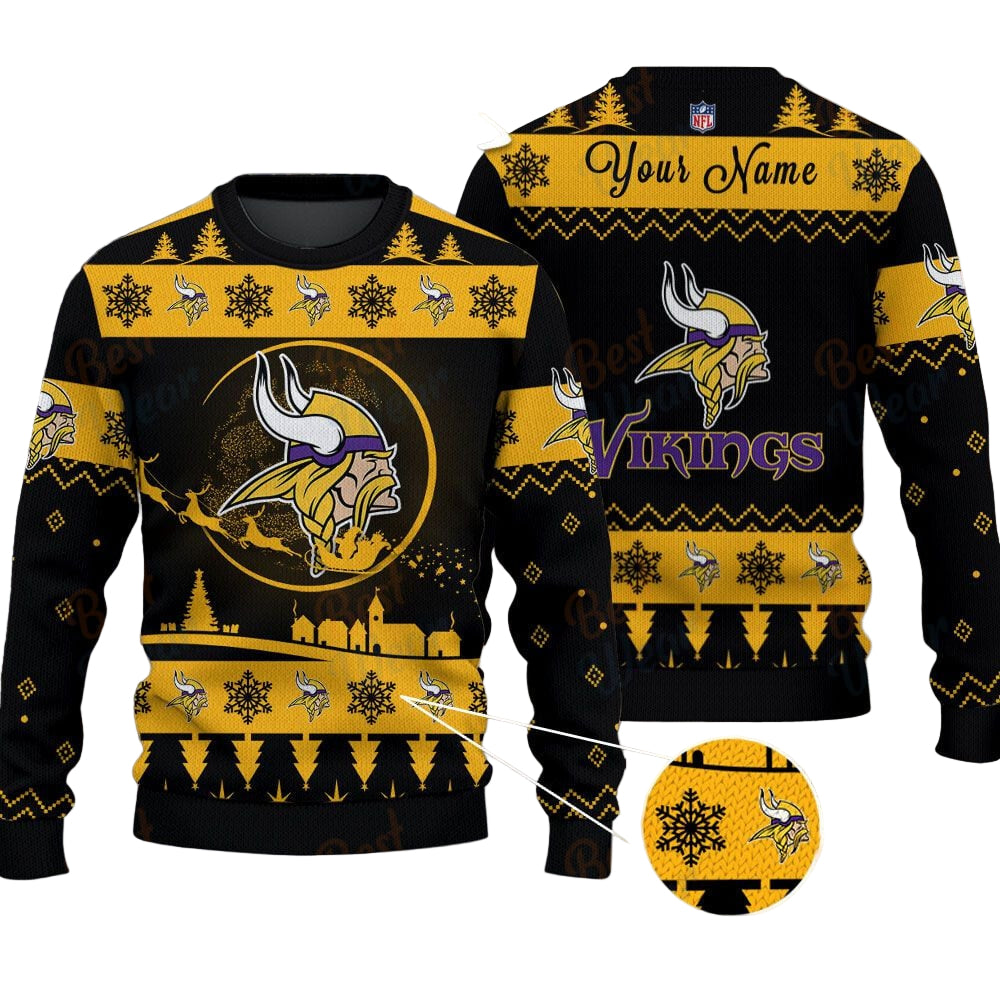 Minnesota Vikings NFL Ugly Christmas Sweater - Name Customized