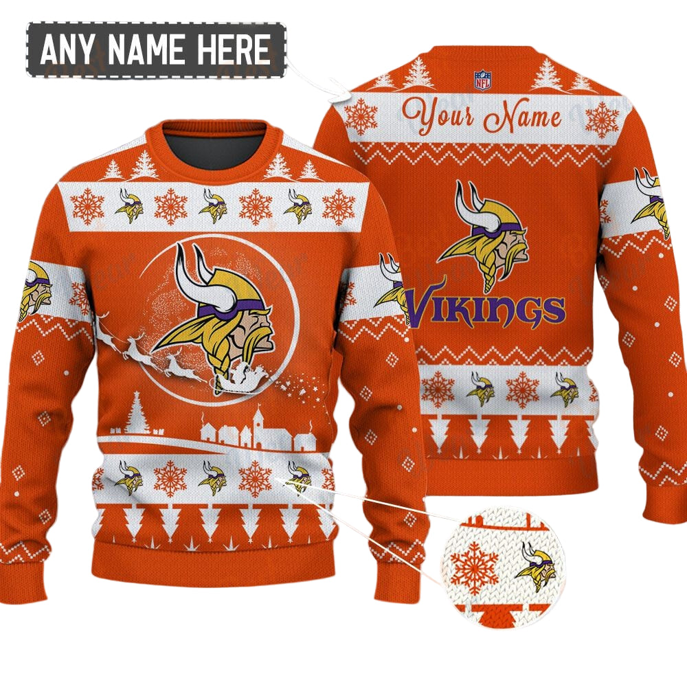 Minnesota Vikings NFL Ugly Christmas Sweater - Name Customized