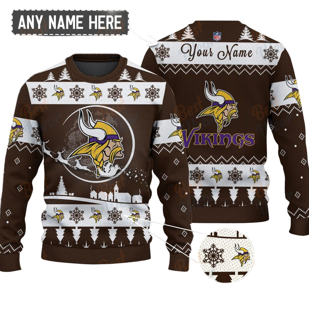 Minnesota Vikings NFL Ugly Christmas Sweater - Name Customized