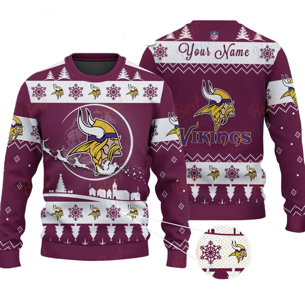 Minnesota Vikings NFL Ugly Christmas Sweater - Name Customized