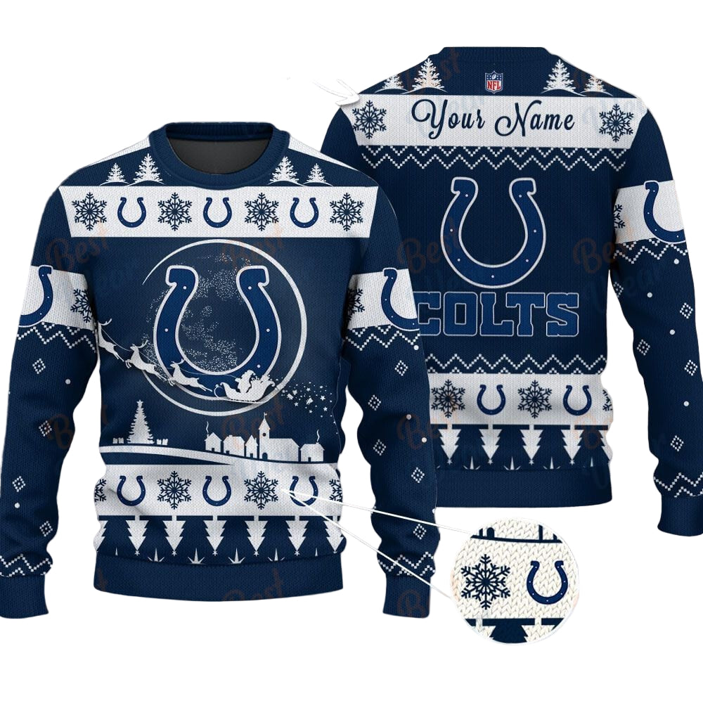Indianapolis Colts NFL Ugly Christmas Sweater - Name Customized