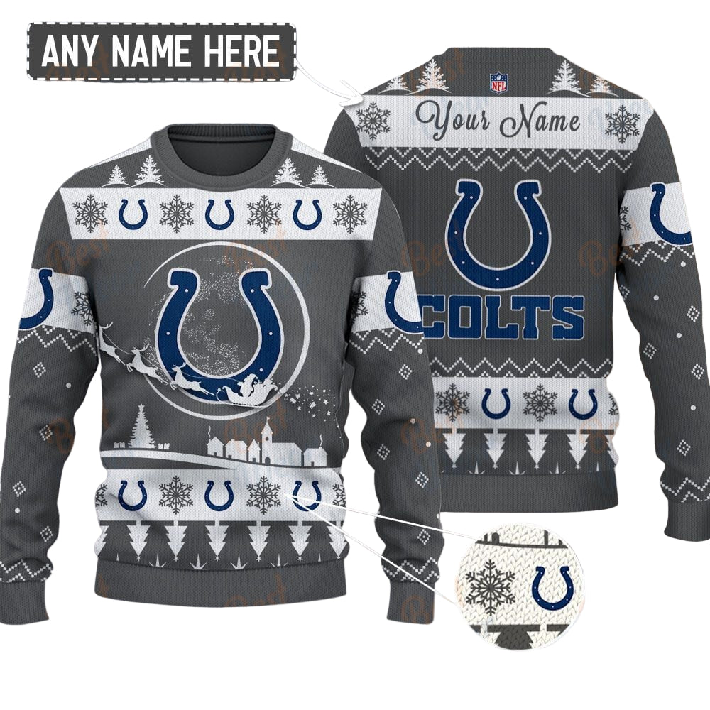 Indianapolis Colts NFL Ugly Christmas Sweater - Name Customized