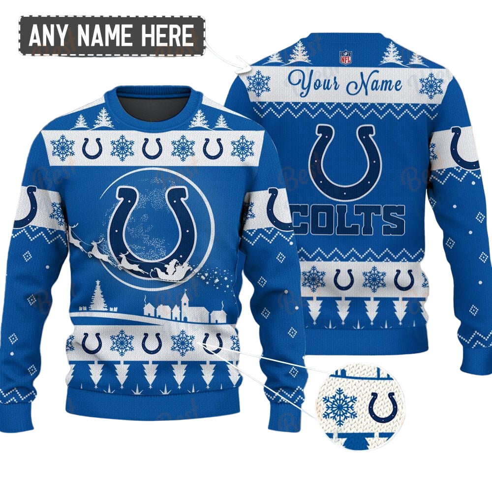 Indianapolis Colts NFL Ugly Christmas Sweater - Name Customized
