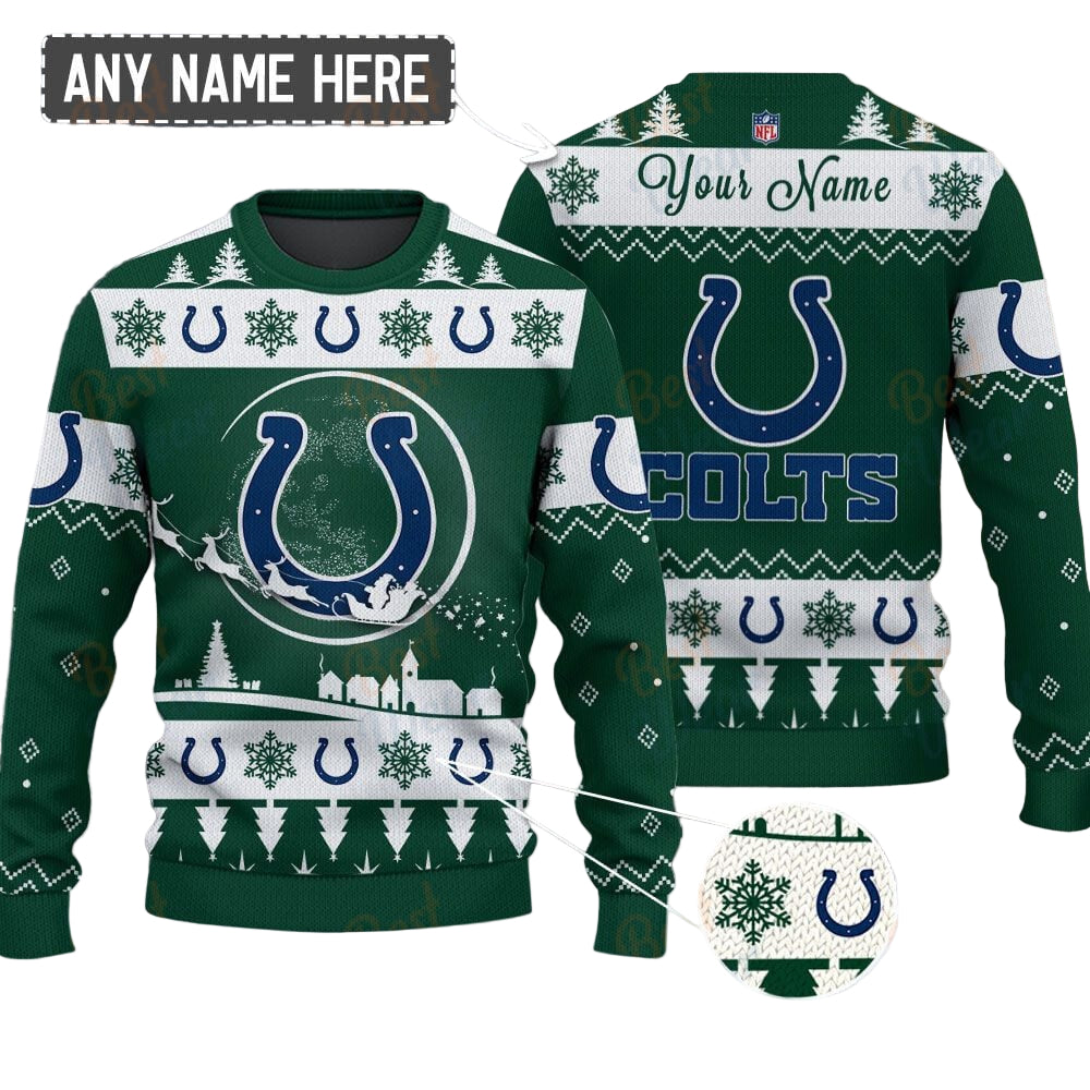 Indianapolis Colts NFL Ugly Christmas Sweater - Name Customized