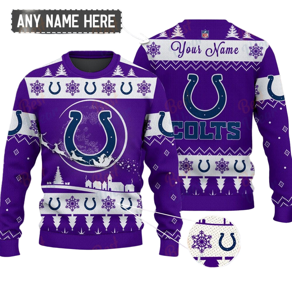 Indianapolis Colts NFL Ugly Christmas Sweater - Name Customized