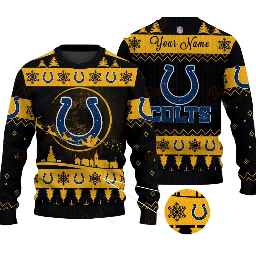 Indianapolis Colts NFL Ugly Christmas Sweater - Name Customized