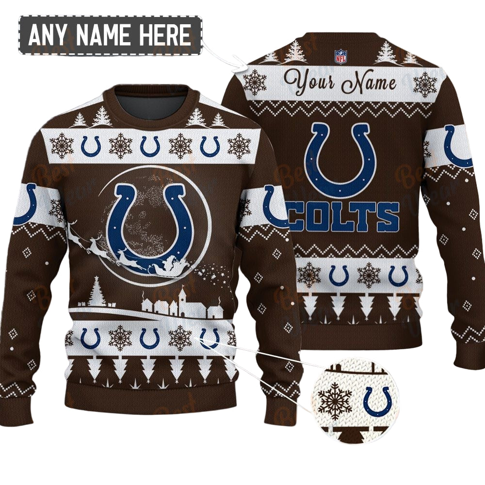 Indianapolis Colts NFL Ugly Christmas Sweater - Name Customized
