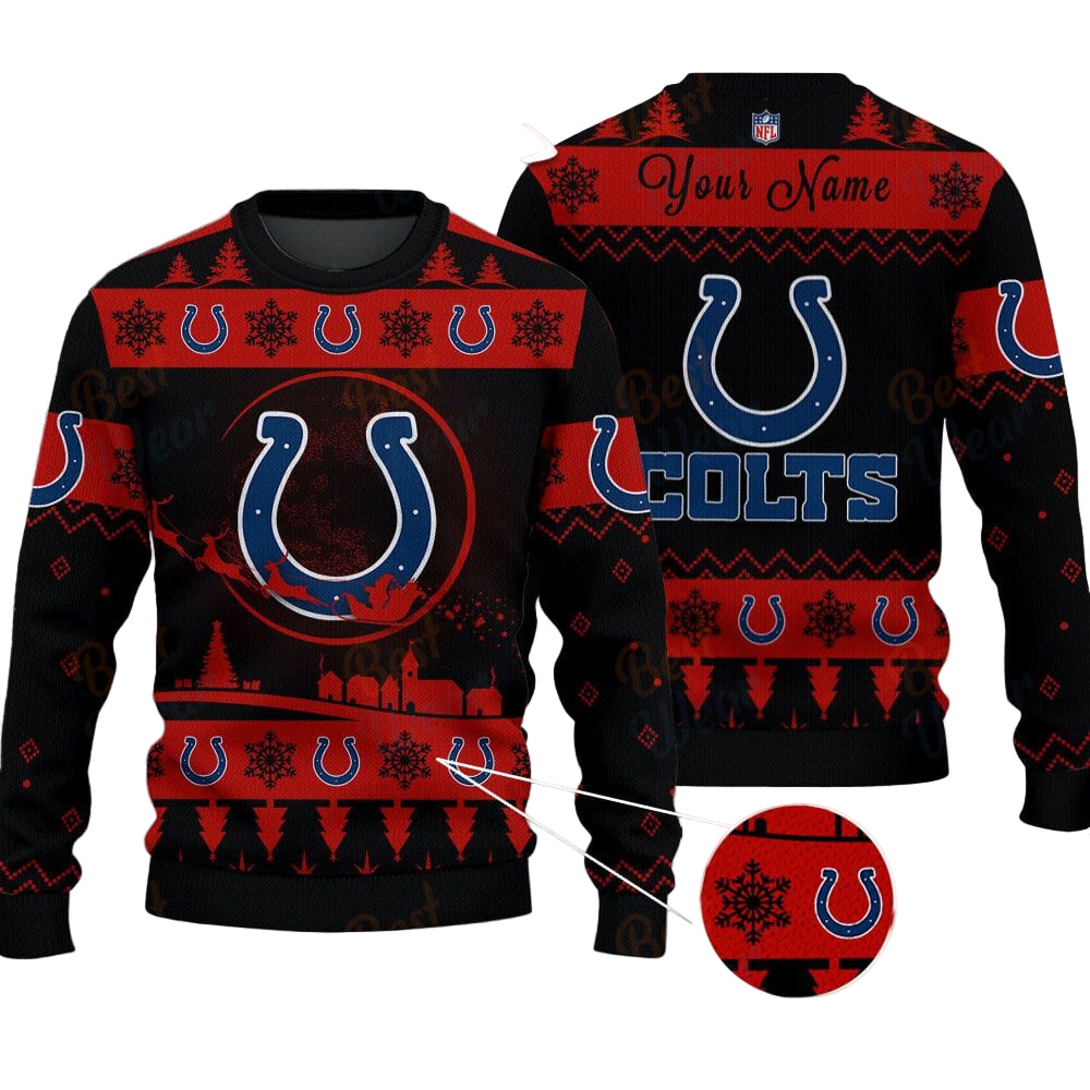 Indianapolis Colts NFL Ugly Christmas Sweater - Name Customized