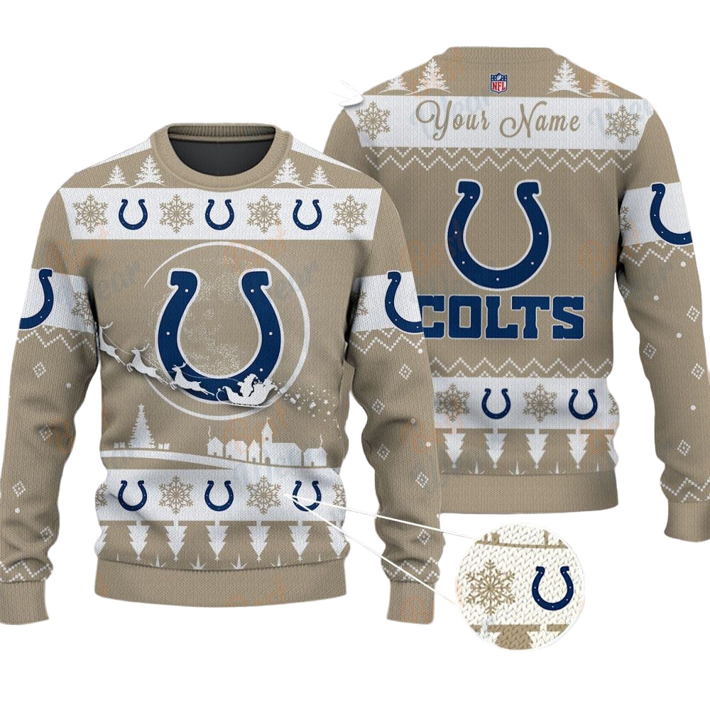 Indianapolis Colts NFL Ugly Christmas Sweater - Name Customized