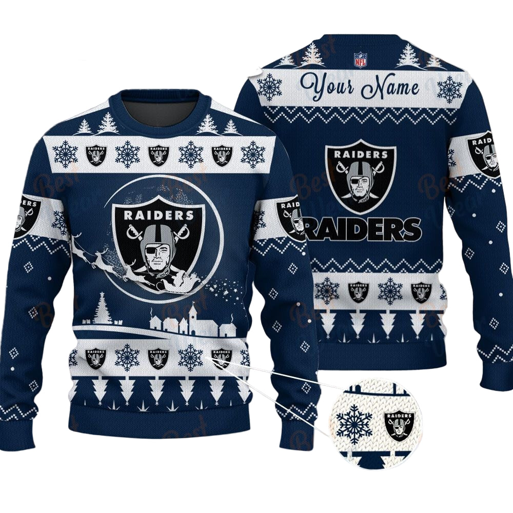 Las Vegas Raiders NFL Ugly Christmas Sweater - Name Customized
