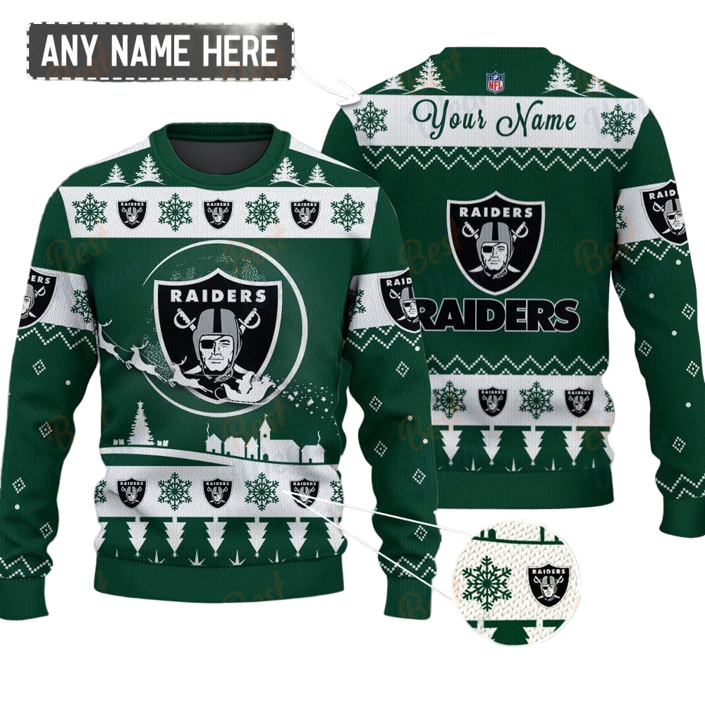 Las Vegas Raiders NFL Ugly Christmas Sweater - Name Customized