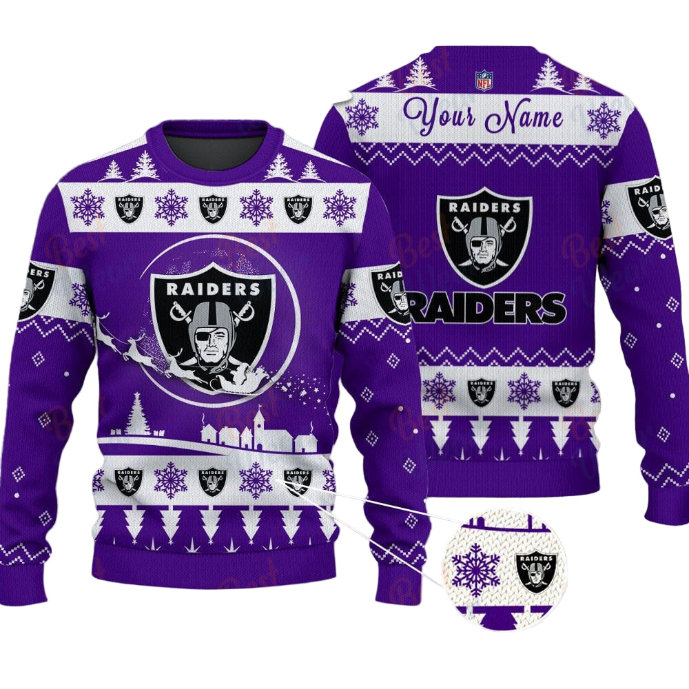 Las Vegas Raiders NFL Ugly Christmas Sweater - Name Customized