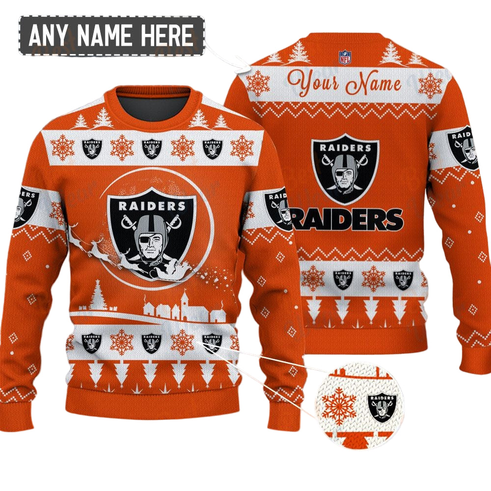 Las Vegas Raiders NFL Ugly Christmas Sweater - Name Customized