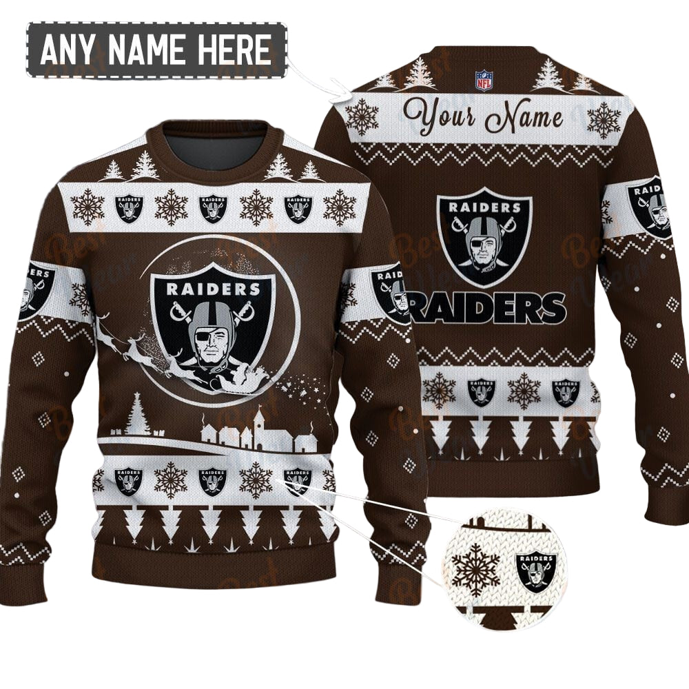 Las Vegas Raiders NFL Ugly Christmas Sweater - Name Customized