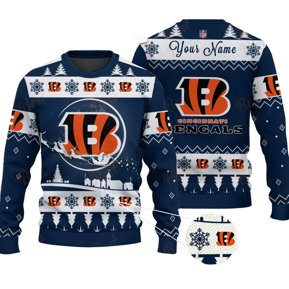 Cincinnati Bengals NFL Ugly Christmas Sweater - Name Customized