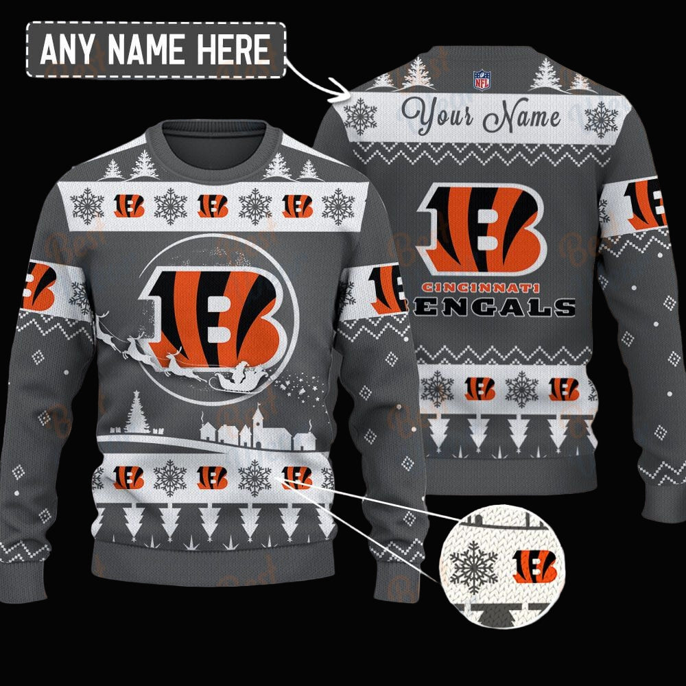 Cincinnati Bengals NFL Ugly Christmas Sweater - Name Customized