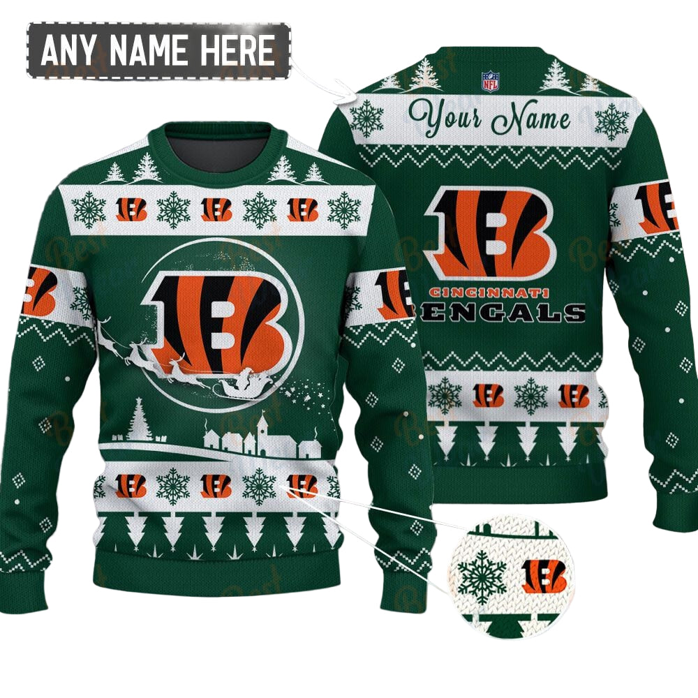 Cincinnati Bengals NFL Ugly Christmas Sweater - Name Customized