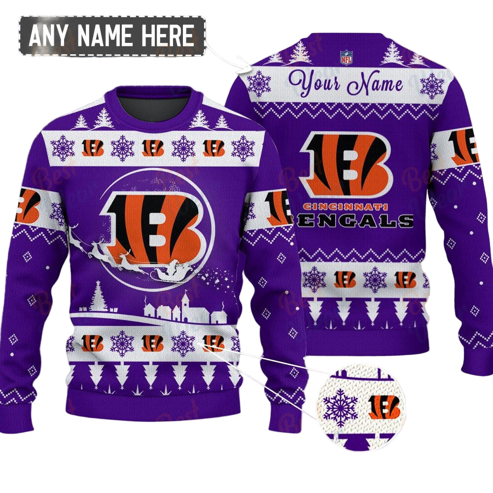 Cincinnati Bengals NFL Ugly Christmas Sweater - Name Customized
