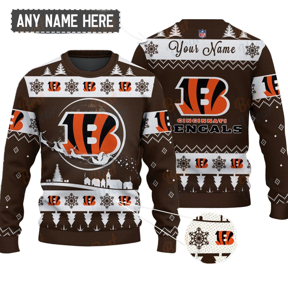 Cincinnati Bengals NFL Ugly Christmas Sweater - Name Customized