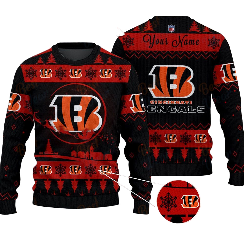 Cincinnati Bengals NFL Ugly Christmas Sweater - Name Customized