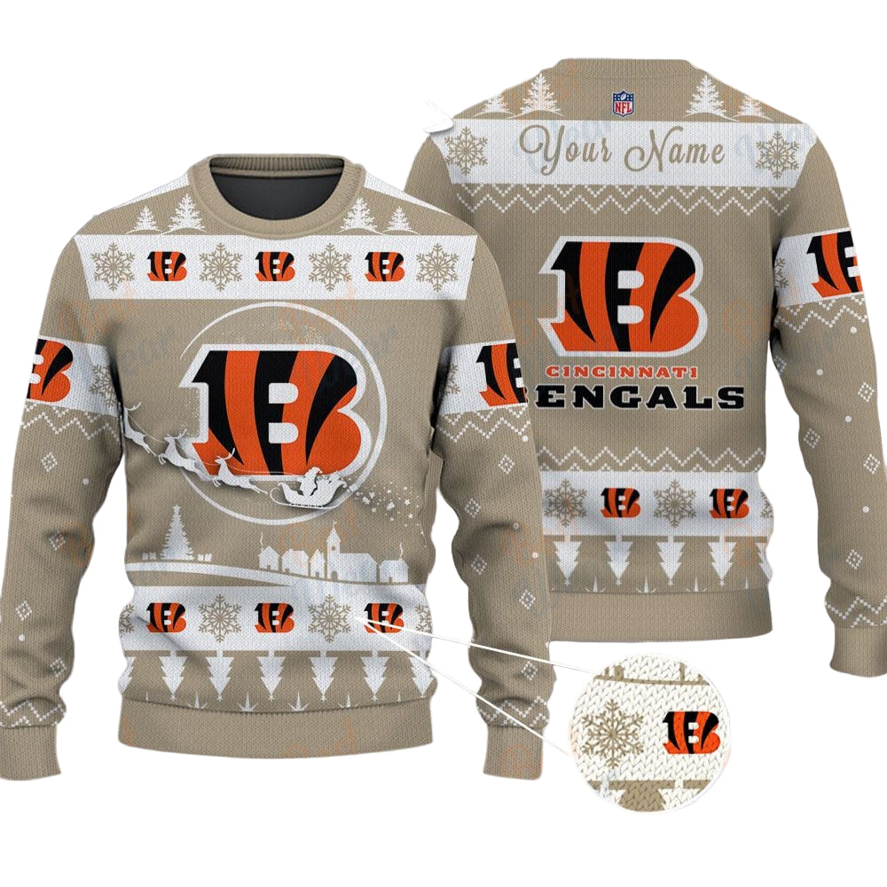 Cincinnati Bengals NFL Ugly Christmas Sweater - Name Customized