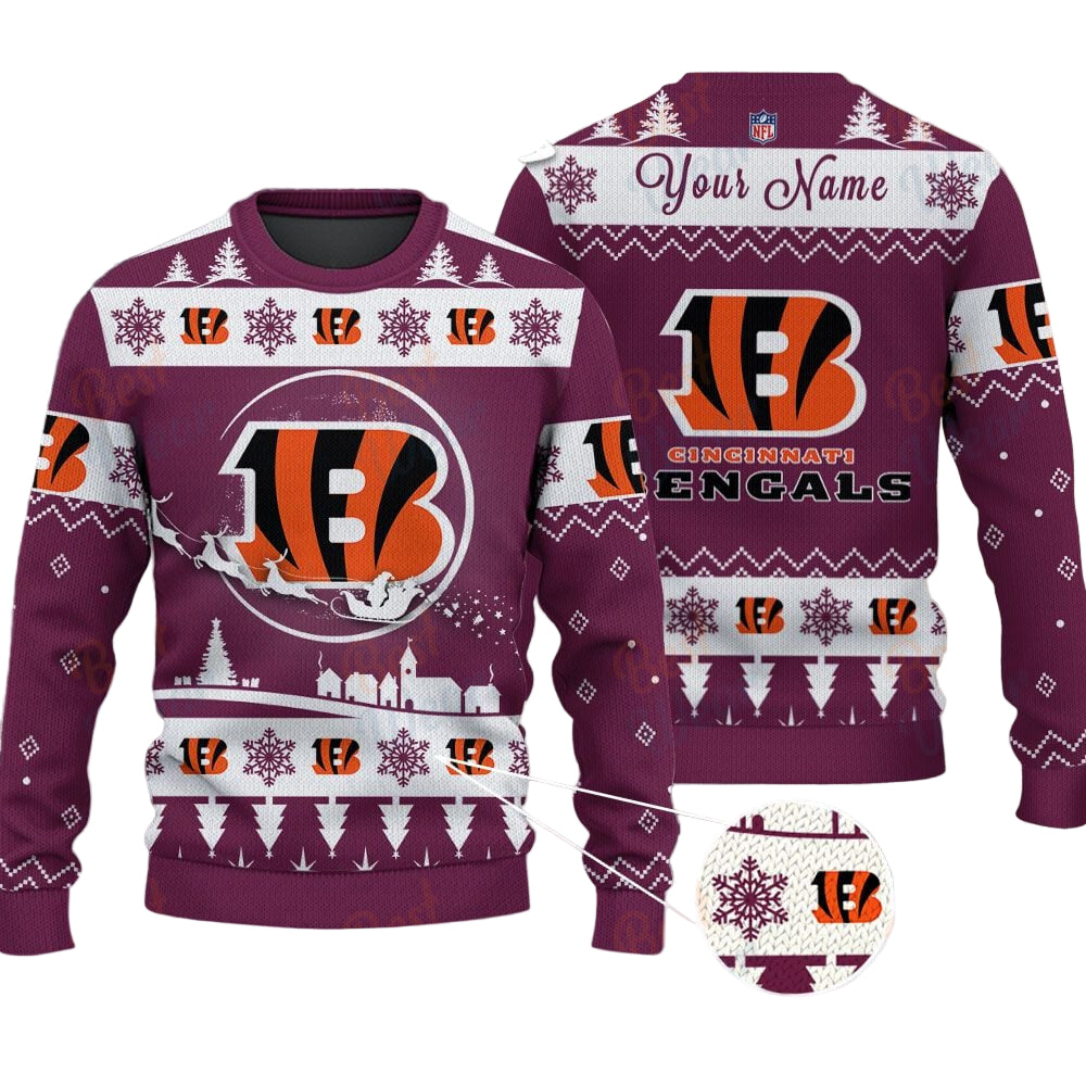 Cincinnati Bengals NFL Ugly Christmas Sweater - Name Customized