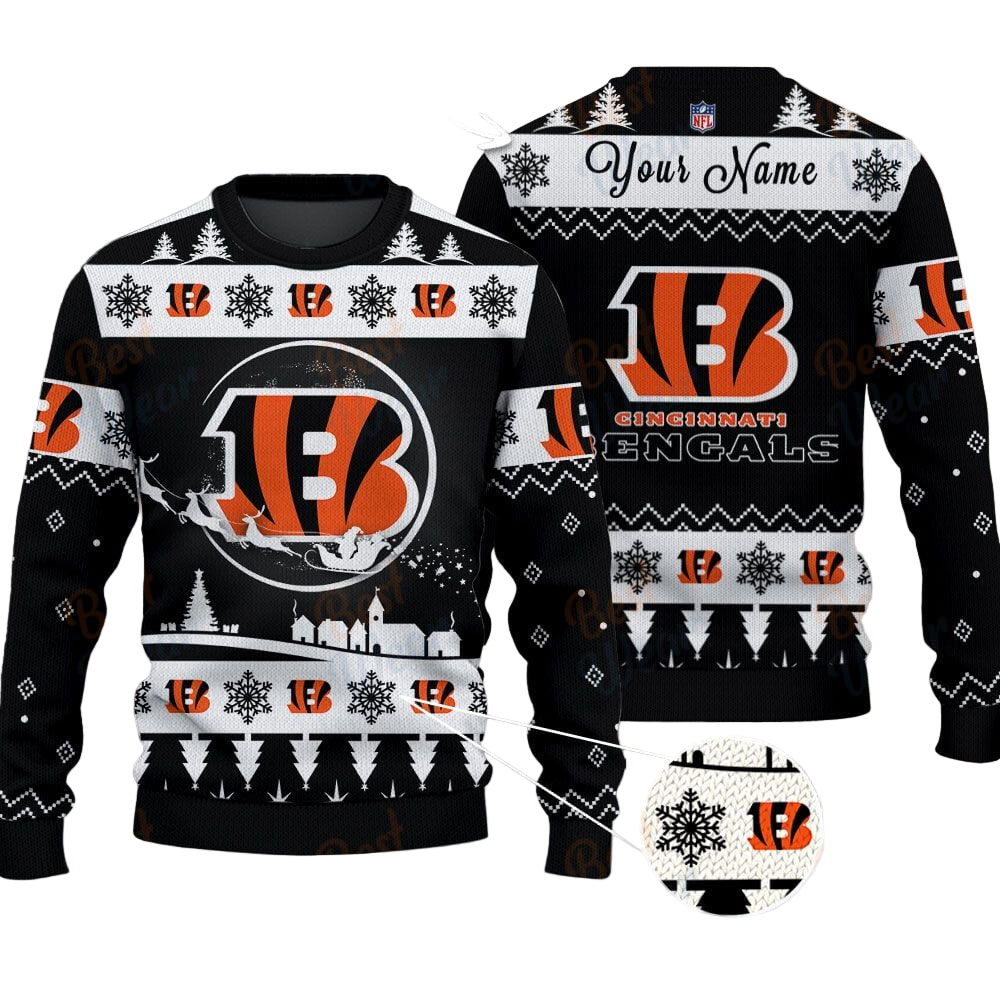 Cincinnati Bengals NFL Ugly Christmas Sweater - Name Customized