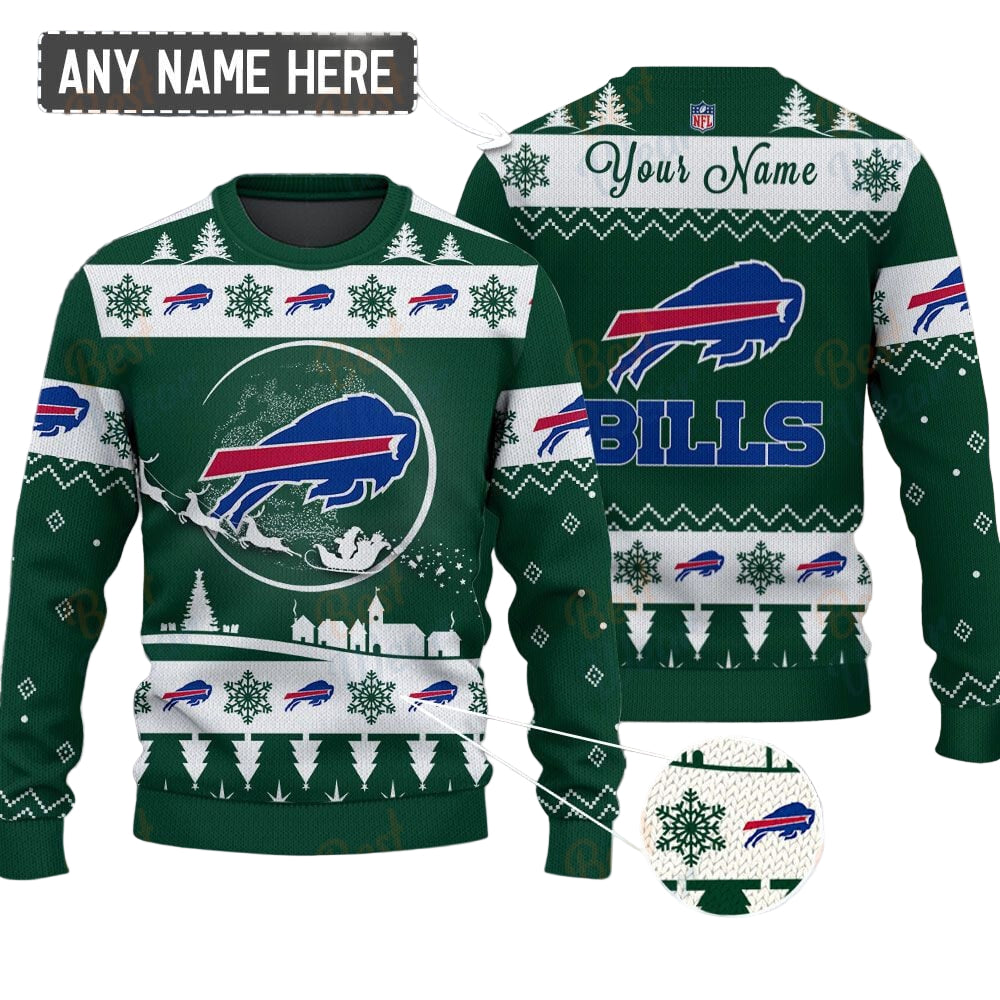 Buffalo Bills NFL Ugly Christmas Sweater - Name Customized